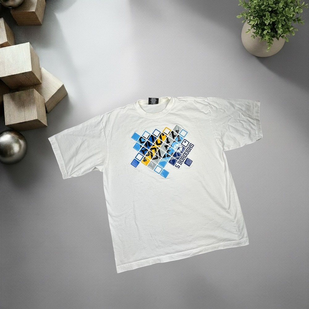 Southpole 5 Boroughs Vintage Y2K White Graphic T-Shirt Boxy XL Streetwear